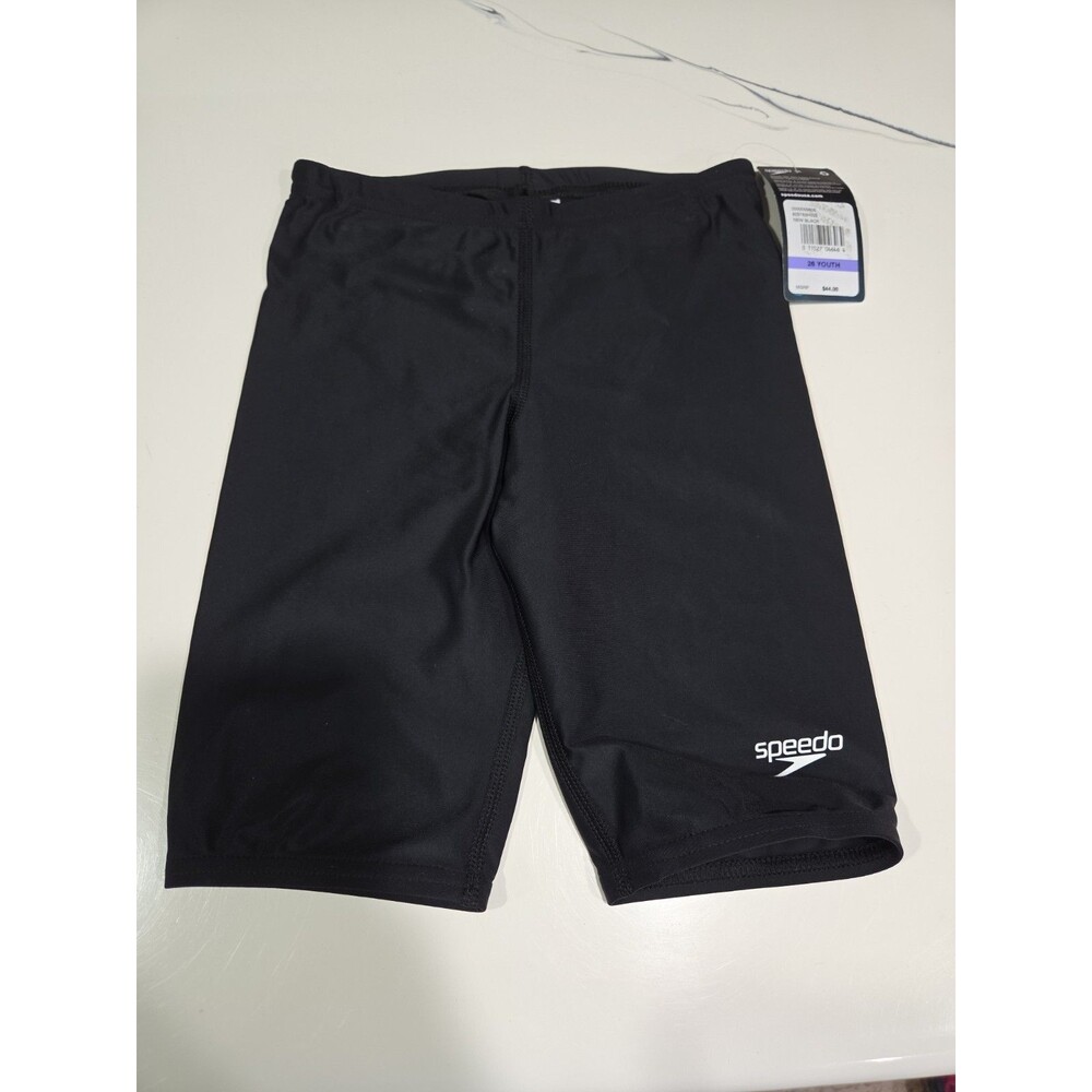 Speedo Boys Youth Size 26 Powerflex Eco Jammer Swim Suit New Black Comp Swim Bin